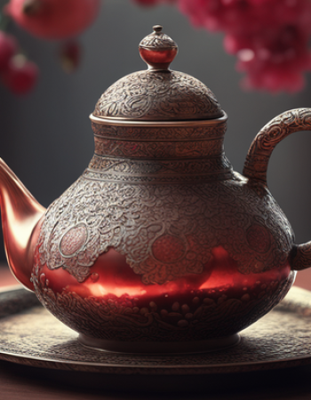 teapot-on-a-beautiful-table-among-abundantly-blooming-pomegranate-flowers-by-osama-fares-trends-on-a-452972366